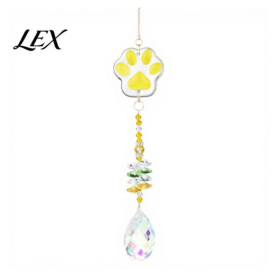 Crystal Rainbow Reflector Cat Paw Wind Chimes, Suncatchers for Windows Hanging, Water Drop Pendant Prism Maker Indoor Outdoor Home Garden Decor Cute