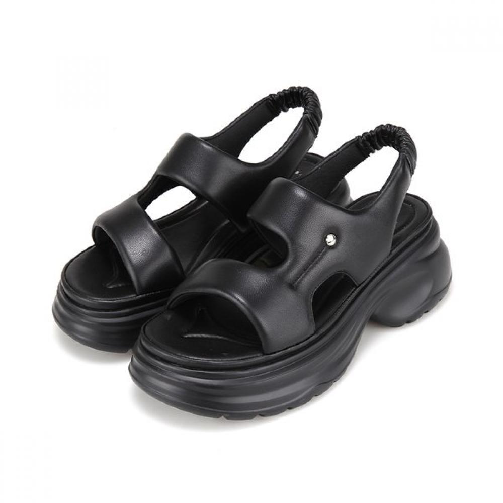 Barbara Women Leather Cushion Daily Casual Chunky Sandals 6cm Blj434 225/01.black