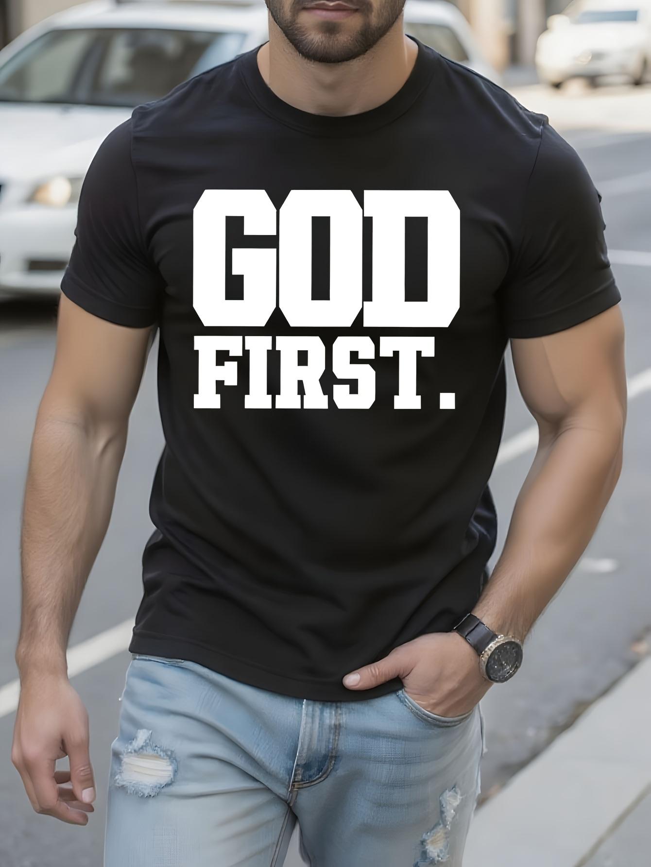 Religious God First Bold Statement Tshirt - Minimalist ... L