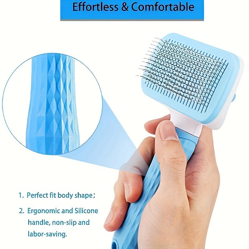 

2pc Easy-Clean Pet Grooming Brush Stainless Steel Bristles Ergonomic Handle for Cats Dogs Long-Haired Breeds Loose Fur Removal 2pcs синий
