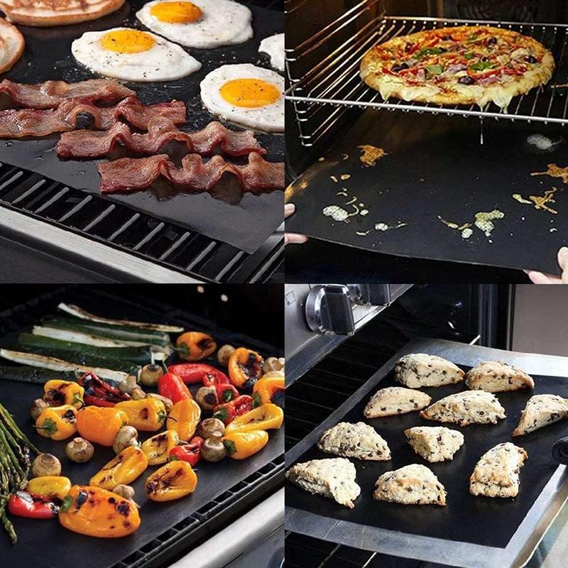 Oven Liners for Bottom of Oven Reusable Non-Stick Teflon Protector Mat Heat Resistant Grill Mats BBQ Mat Barbecue Plate Liner