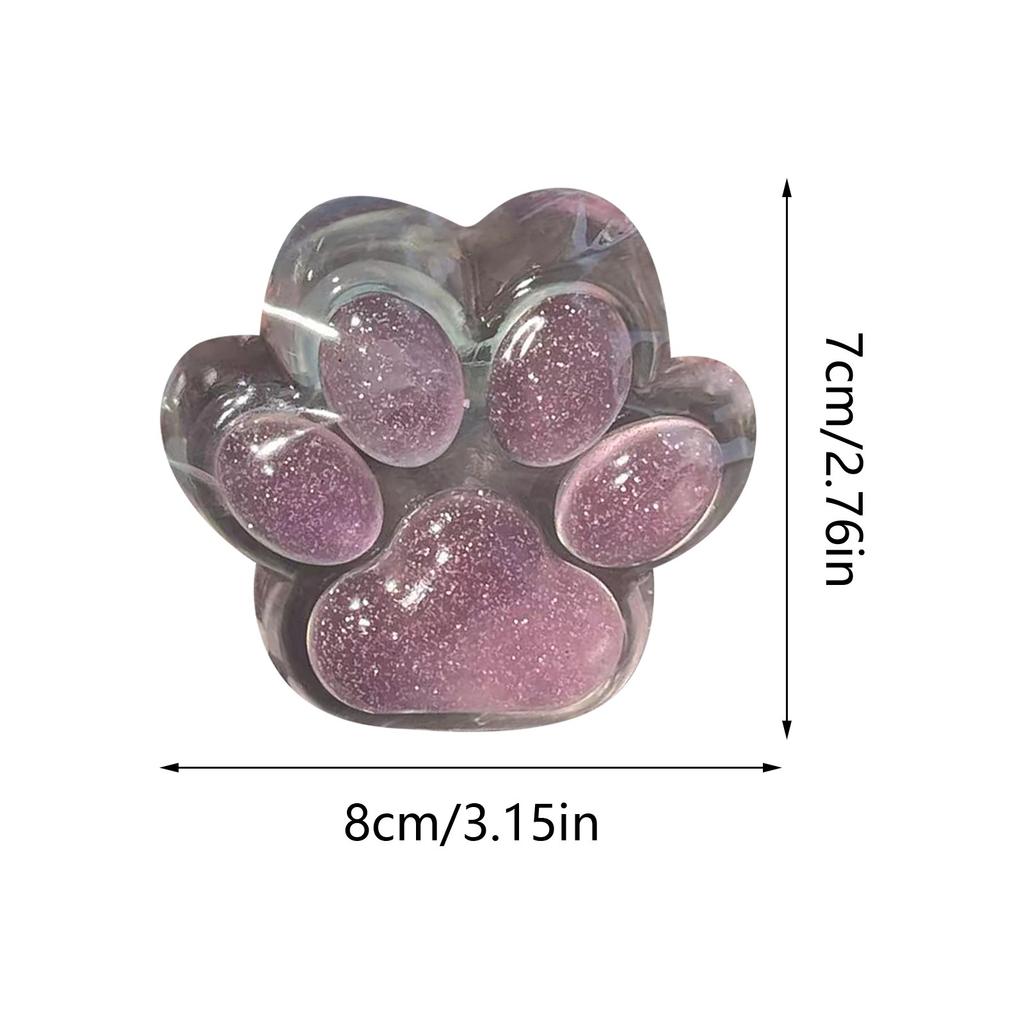 Squishy Cat Paw Squeeze Toys Ice Through Sparkling Powder Kawaii Stress Anxiety Relief Soft Sensory Toys For Adults Kids Teens