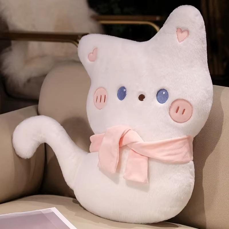 38/55CM Small Cuddly Black Scarf  Cat Plush Doll Cartoon Stuffed Round Ball Cat Plushie Girl's Bag Keychain Pendant Toys