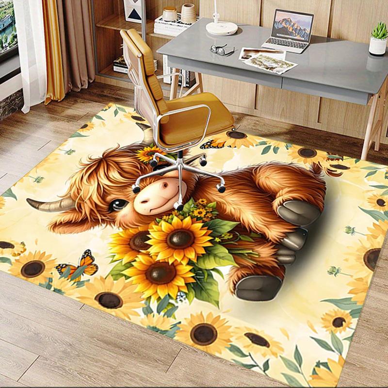 1PC cowflower Extra Large Non Slip Floor carpet, Office, family, bedroom, Studio Large Area Rug Indoor Rugs, Vibrant Colors