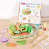 Kid Diy Wooden Kitchen Simulation Food Set Play Simulation Fruit Vegetable Salad Toy With Sauce Bottles Birthday Gift For Girls
