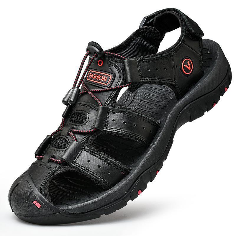 Men's Summer Leather Sandals: Breathable, Non-Slip Outdoor Beach Shoes