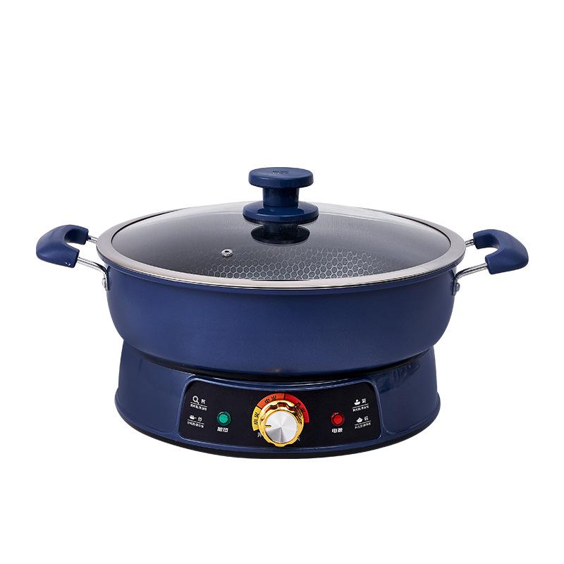 

Electric Cake Maker: Multifunctional Griddle & Deep Frying Pan for Baking, Stir-frying, Shabu-shabu, Stewing - Household Electric Pot Diameter 34 cm синий