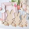 10pcs Unfinished Wooden Easter Bunny 3D Rabbit Wooden Stand Ornament Cutouts Craft for DIY Painting Table Decoration
