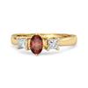 Garnet Elegant Three Stone Ring - 925 Sterling Silver Gold Vermeil