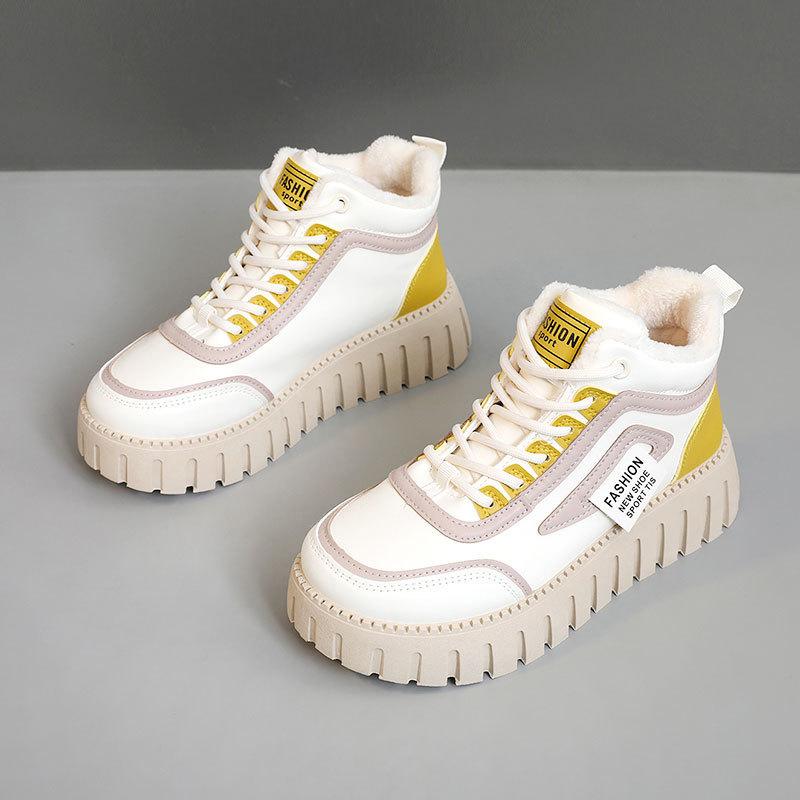 

YB9030 new winter high-top muffin shoes color matching women s shoes velvet thick-soled cotton shoes students increase height and keep warm 40