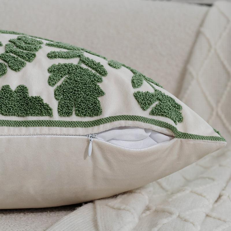 Green Cushion Cover Exquisite Embroidery Home Decoration Pillowcase 45x45cm Soft High-quality Plush Living Room Sofa Pillowcase