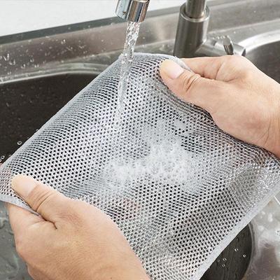 2 STuks Zilverkleurig Draad Afwasdoek Anti-vet Veegdoeken Huishoudelijke Schoonmaakdoeken Anti-aanbak Veegdoek Schuurspons