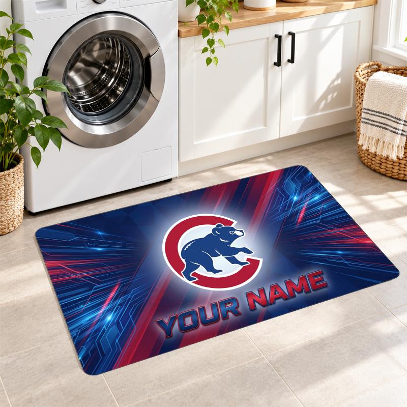 Chicago Cubs Custom Name Flannel Rug Kitchen Mat Non Slip Floor Carpet Personalized Home Decor