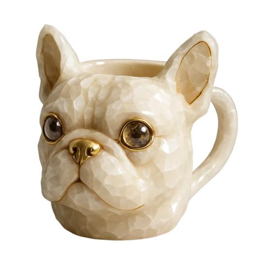 French Bulldog Mug 300ml Cute Resin Coffee Cup 3D Bulldog Design Tea Milk Cup Novelty Drinkware for Tea Cocoa Juice