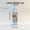 1PC Wild Orange Flower Bouquet Art 750ml Color Plastic Sports Water Bottle Leakproof Flip Straw Lid Suitable for Sports Office Home Use