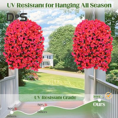 2Pcs Hanging Artificial Bougainvillea Speetabilis UV Resistant Realistic Fake Flower Wedding Party Indoor Outdoor Garden Yard Wall Hanging Faux Bloom
