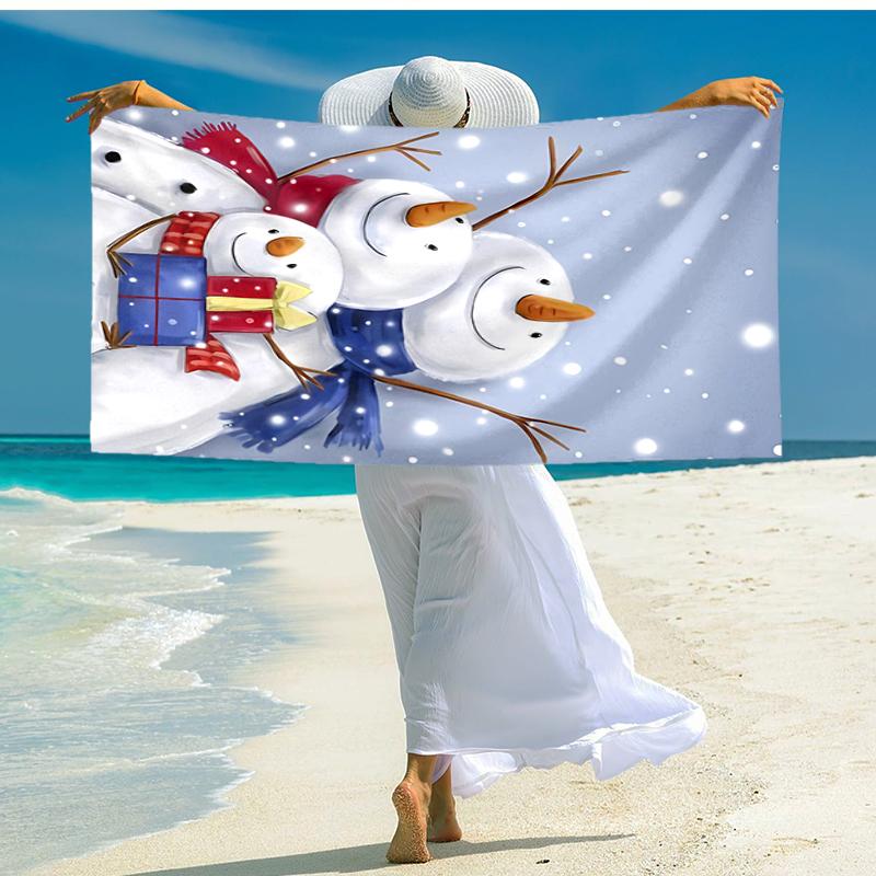 Ultra-Soft Beach Towel with Christmas Snowman Theme,Ideal for Pool - Camping, Diving - Perfect Travel Essential, Vibrant Beach Towel.