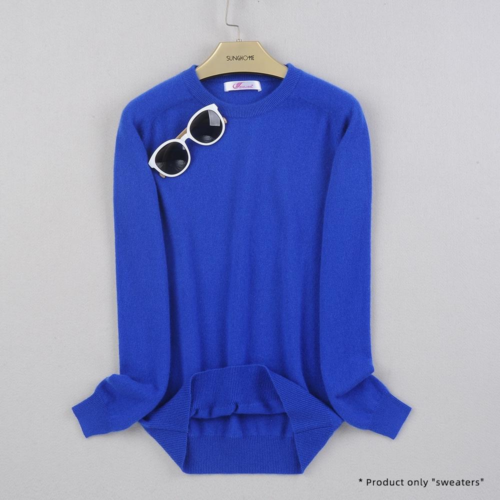 Dámský kašmírový svetr s kulatým výstřihem pro teplo a pohodlí pletený svetr s dlouhým rukávem