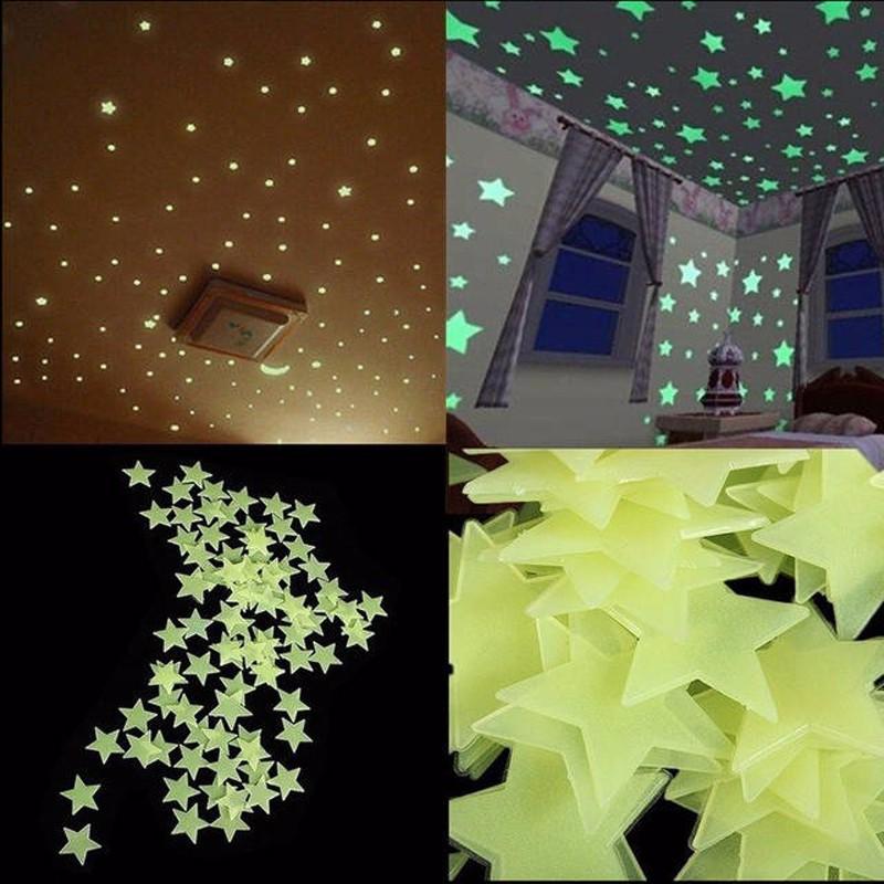 100Pcs Luminous Wall Stickers Glow In The Dark Stars for Kids Baby Rooms Colorful Fluorescent Home