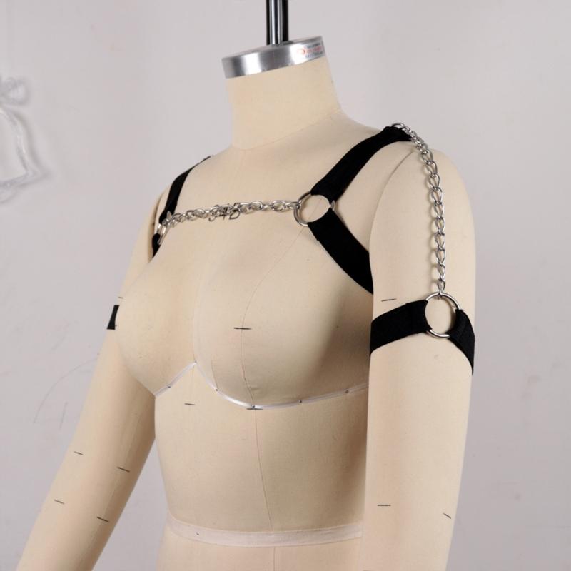 Elastic Body Chest Harness Chain Strap Leathers Punk Chain Choker Men Chest Harness Nightclub Cosplay Costume Accessory
