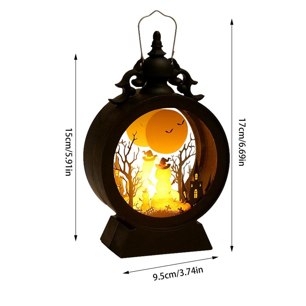 Halloween Lantern Witch Pumpkin LED Light Gothic Vintage Castle Lantern Table Centerpieces Windows Walls Home Party Decorations