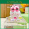 Animal Swimming Circle Cartoon Keychain Rabbit Frog Wearing Design Sunglasses