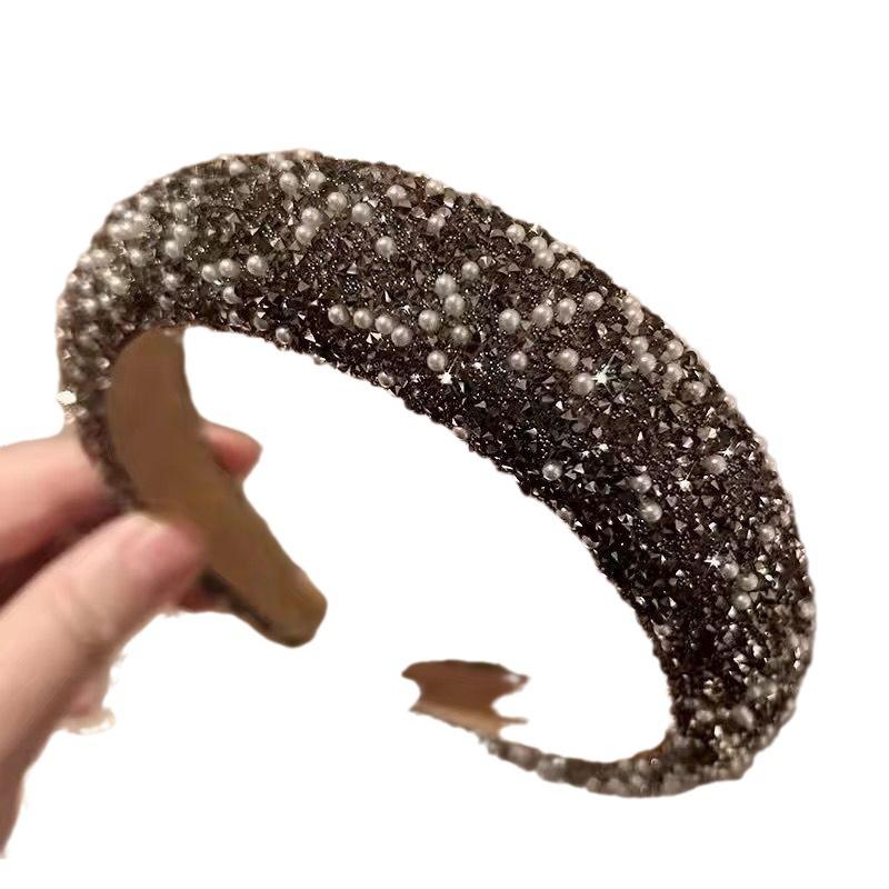 Korean Dongdaemun Style Full Diamond Pearl Skull Headband & Hair Clip for Women