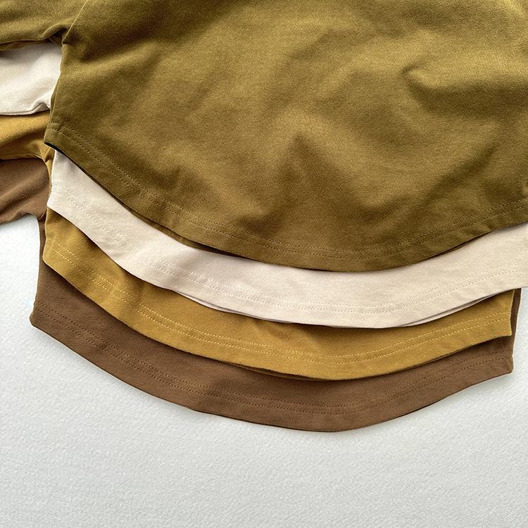 Dziecięca bawełniana koszulka z długim rękawem w stylu koreańskim: Okrągły dekolt, Odzież jesienno-wiosenna