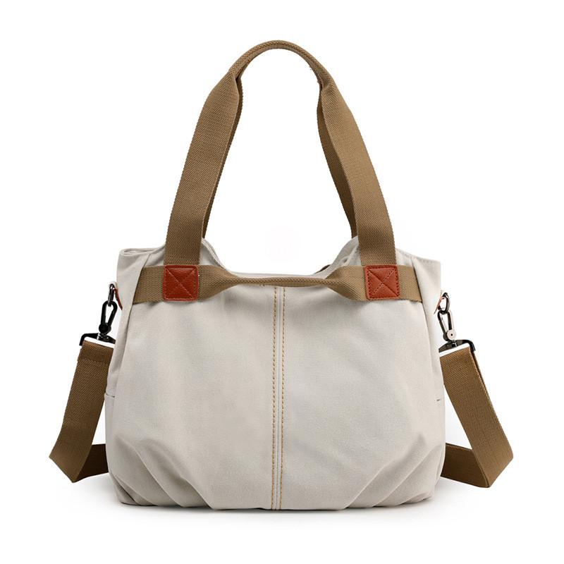 Borsa a tracolla in tela vintage da donna, ad alta capacità e dallo stile semplice, per l'uso quotidiano