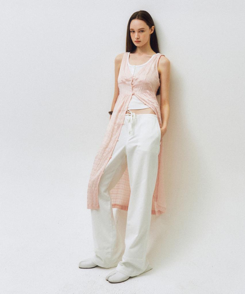 CITTA Sheer Button Layered Dress_Ctop709(Pink)