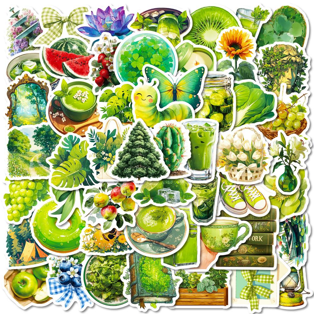 56 Green Healthy Life Graffiti Stickers Fresh Literary Style Creative Handbook Luggage Stickers