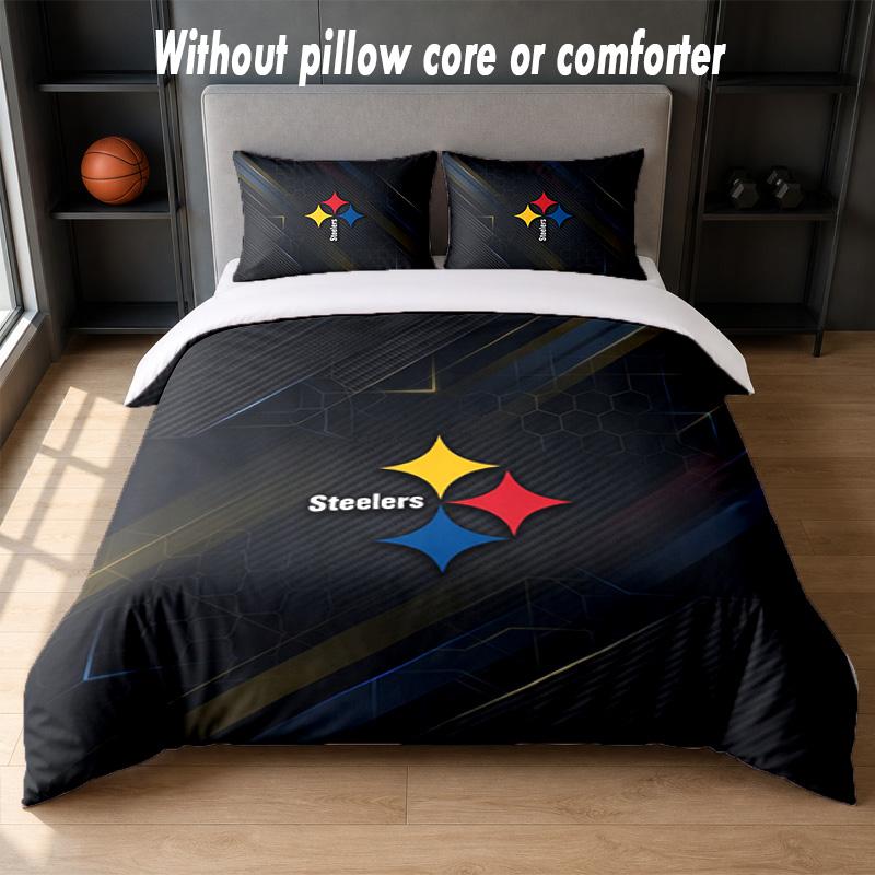 Pittsburgh Steelers Design Bed Bedding Set 1 Duvet Cover + 2 Pillowcases Soft Breathable Household Bed Linens