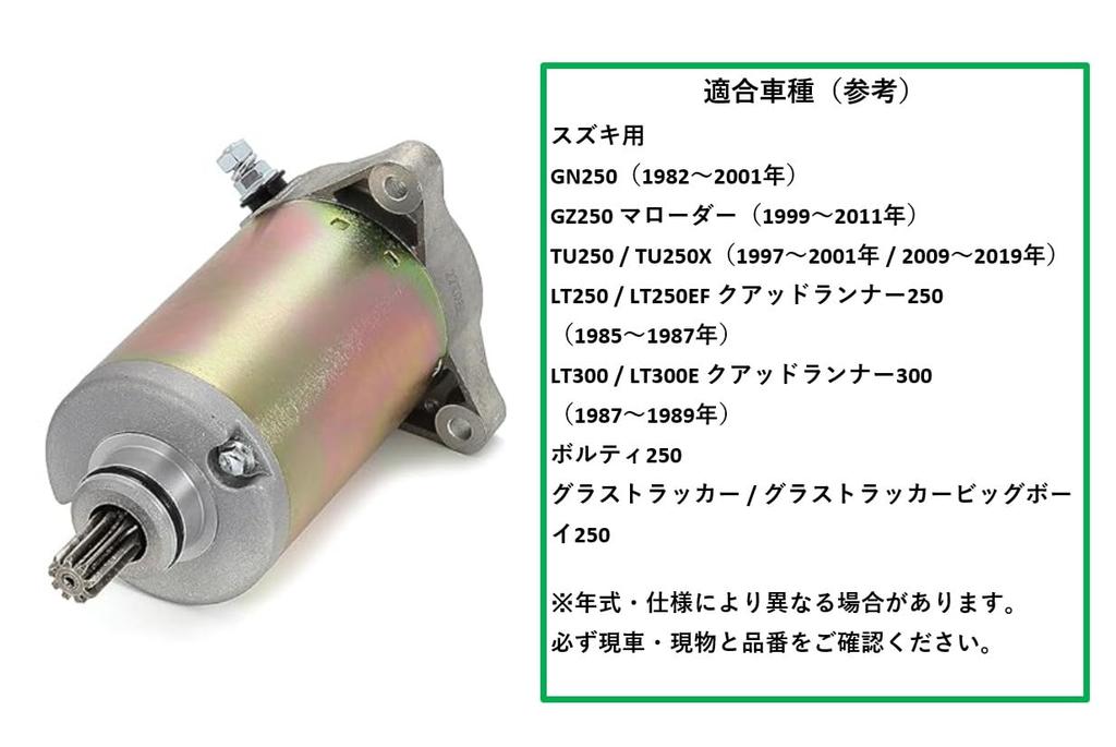 Suzuki GN250 Starter Motor (Volty 250, Grass Tracker 250, Big Boy 250, Marauder 250) - Universal Aftermarket Motorcycle Starter Motor.