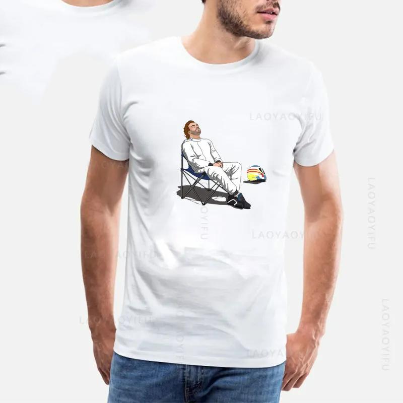 

Футболка F1 Fernando Alonso Deckhair Cut из 100% хлопка, летняя распродажа, принт с круглым вырезом, модная городская футболка с коротким рукавом 4XL белый/чёрный