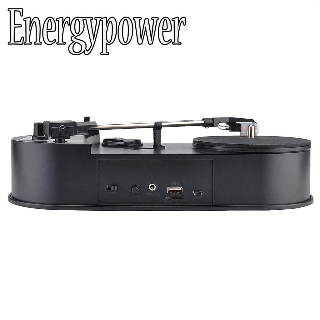 EnergyPower Mini Record Turntable with MP3 Dubbing RPM and Donut Record Automatic File USB Flash Drive and MicroSD Card No Computer Compact Battery or