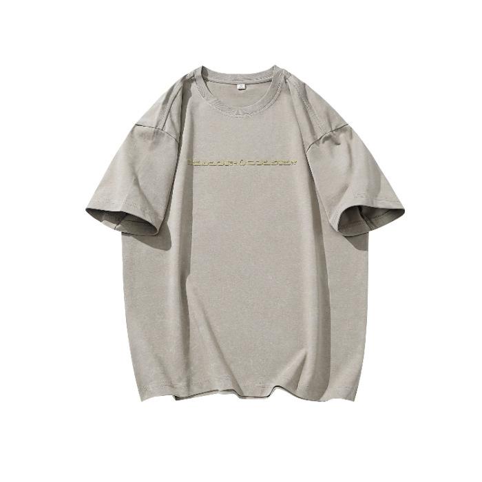 

Новая Тяжелая Футболка из Чистого Хлопка с Коротким Рукавом для Мужского Лета Круглый Вырез Свободная Большого Размера Повседневный Топ с Половиной Рукава 4XL