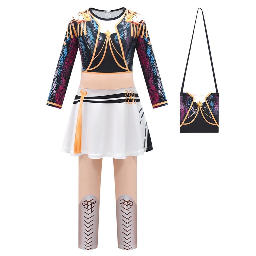 Kids Girls Anime Cartoon POP Singer Super Star Printed Jumpsuit Bag Set Halloween Cosplay Costumes