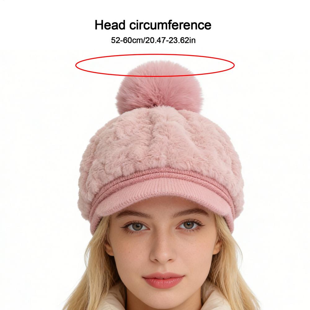 

Beanie Hats For Women Costume Headgear With Pom-Pom Warm Hats With Brim For Skiing Travel Holiday Morning Outdoor Daily розовый