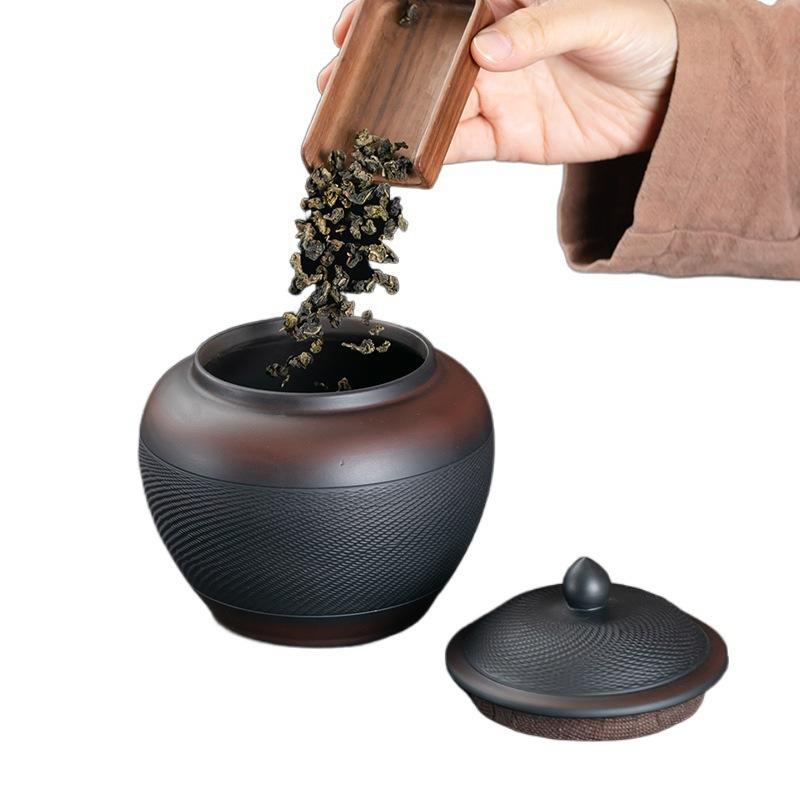 tea organizer Porcelain Purple pottery tea can Sealed moisture-proof jar ceramic purple clay awaken tea jar Pu erh storage jars