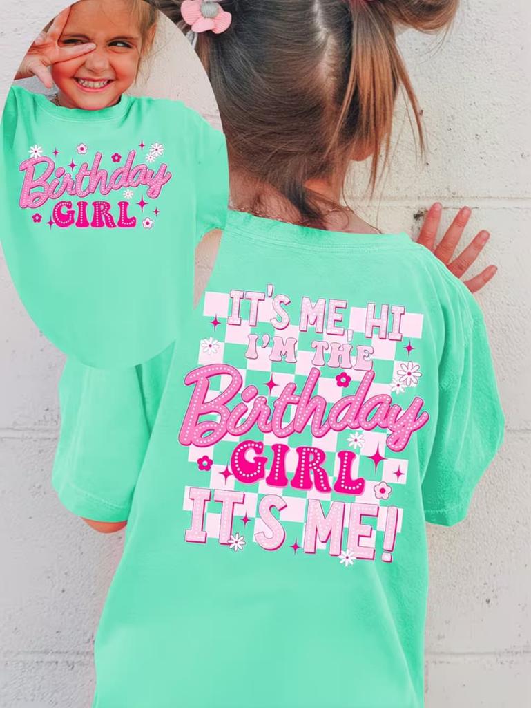 Girl Clothes Birthday Princess Printed Girls T-Shirt Happy Birthday Girl Party Outfit Tops Kids Short Sleeve Tshirt Kids Clothes