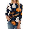 Dames Mode Casual Ronde Hals Driekwartmouw Halloween Print T-shirt Top