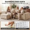Corner Sofa with Chaise Longue, Frameless L-Shaped Cloud Sofa in Chenille, Deep Seat, Pocket Springs, Beige