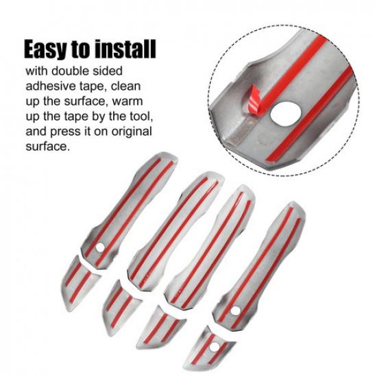 8Pcs Car Exterior Door Handle Trim Cover For Honda Civic 10th Gen 2016-