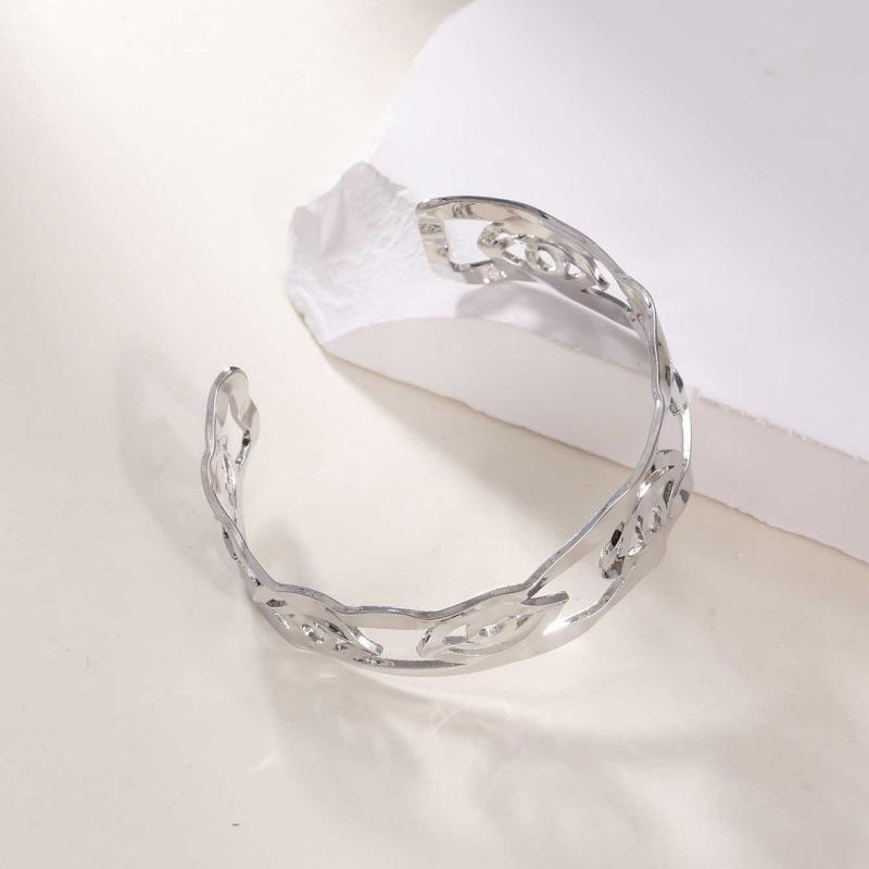 European and American Jewelry Bamboo Inlay Creative Temperament Bracelet Light Luxury Opening Stainless Steel Electroplated 18k Women's Gold Bracelet