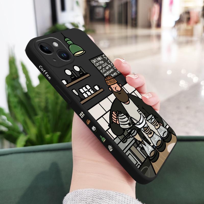 

Coffee Uncle Phone Case For iPhone 17 17 Air 16 15 14 13 12 11 X XR XS Plus Pro Max Mini Silicone Cover iPhone 16 Pro чёрный