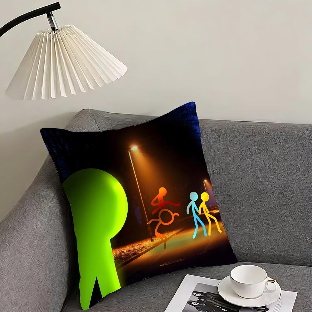 

Stickman Art A-Alan becker Cushion Cover Reversible Plush Pillow Cover – For car, sofa, bedroom, perfect as a gift. 24x24Inch