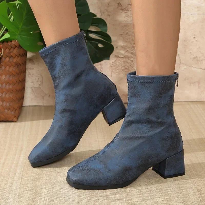 Fashion 2024 High Quality Women's Shoes Ankle Women's Boots Fashion Back Zip Modern Boots Women Hot Sale Plus Size Shoes for Women