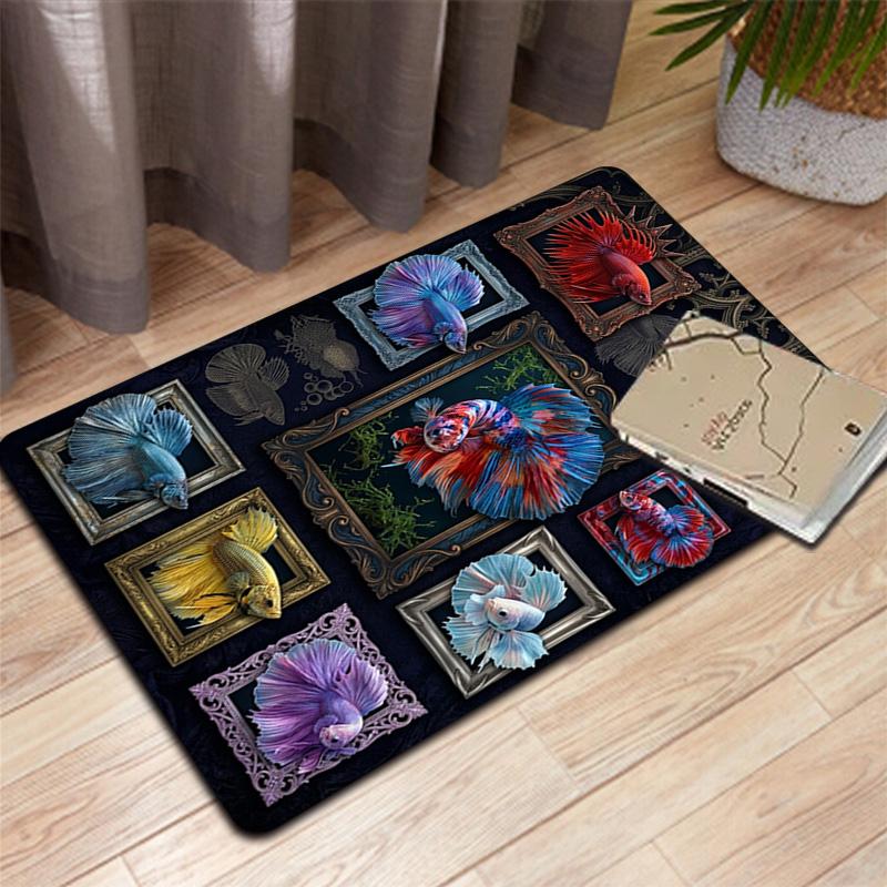 Betta Fish Art Pattern Rug Floor Mat for Living Room or Bedroom Soft and Comfortable Carpet a Gift for Birthday and Holiday.