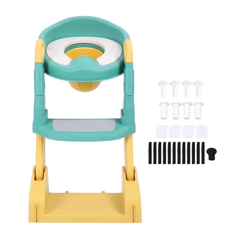 3 In 1 Folding Potty Training Seat with Step Stool PU Anti Slip Ladder Potty Training Toilet for