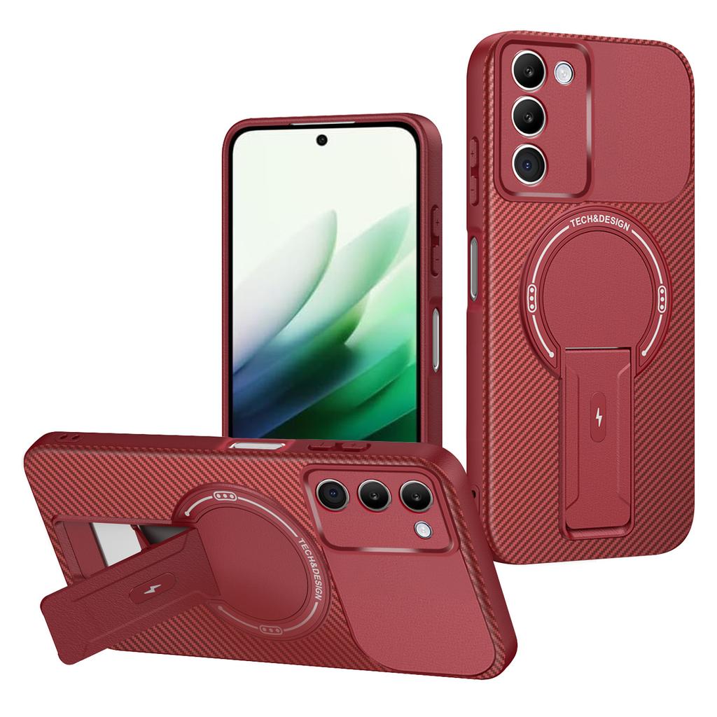 Für Xiaomi Redmi 15 5G (Global) (169mm) Hülle PC+TPU mit Kohlefaserstruktur und Ständer